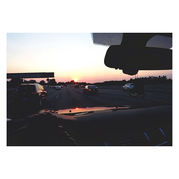sunset drivin down the freeway...