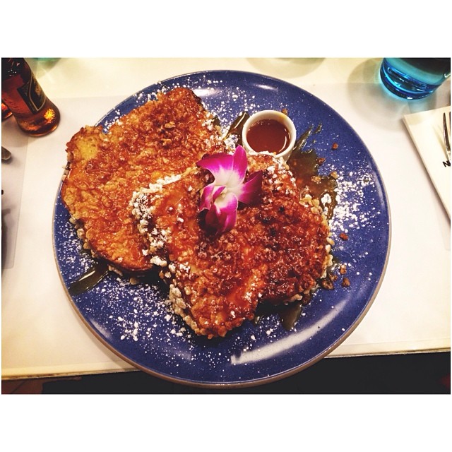 French toast topped with warm caramel and Rice Krispies ... heaven...