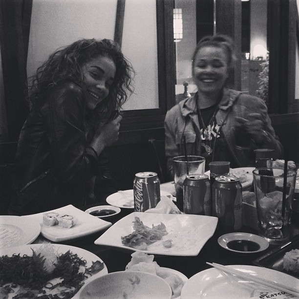 @golden_barbie @califawnia at dinner wit demm. being shy ...