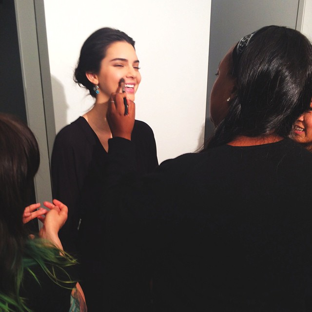 backstage touch ups with my love @patmcgrathreal at Bottega Veneta...