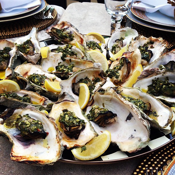 BBQ oysters ... first time trying em!  by chef @sharonehakman...