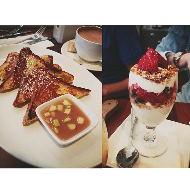 french toast w/ caramel apples and a yogurt parfait...