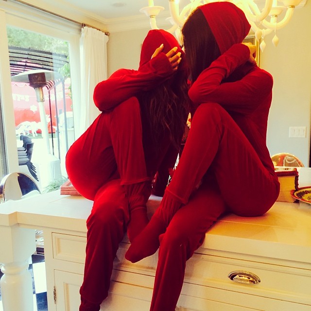 Christmas morning onesies this year. how jolly do we look?! @khloekardashian...