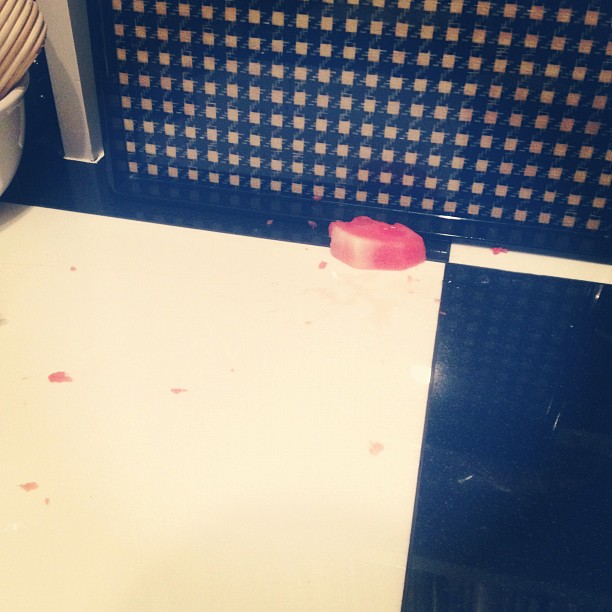 "... to be honest, I dropped some watermelon in the pantry but was too lazy to p...