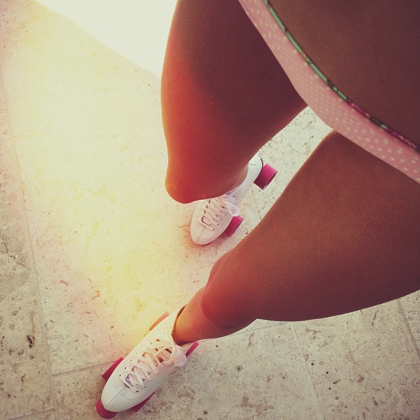 pink polkadot bikinis and roller skates ...