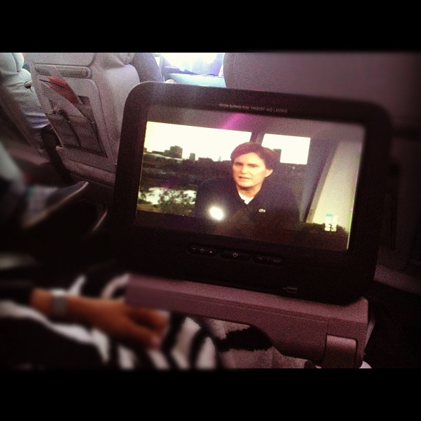 watching my dad at the Olympics on the plane ...