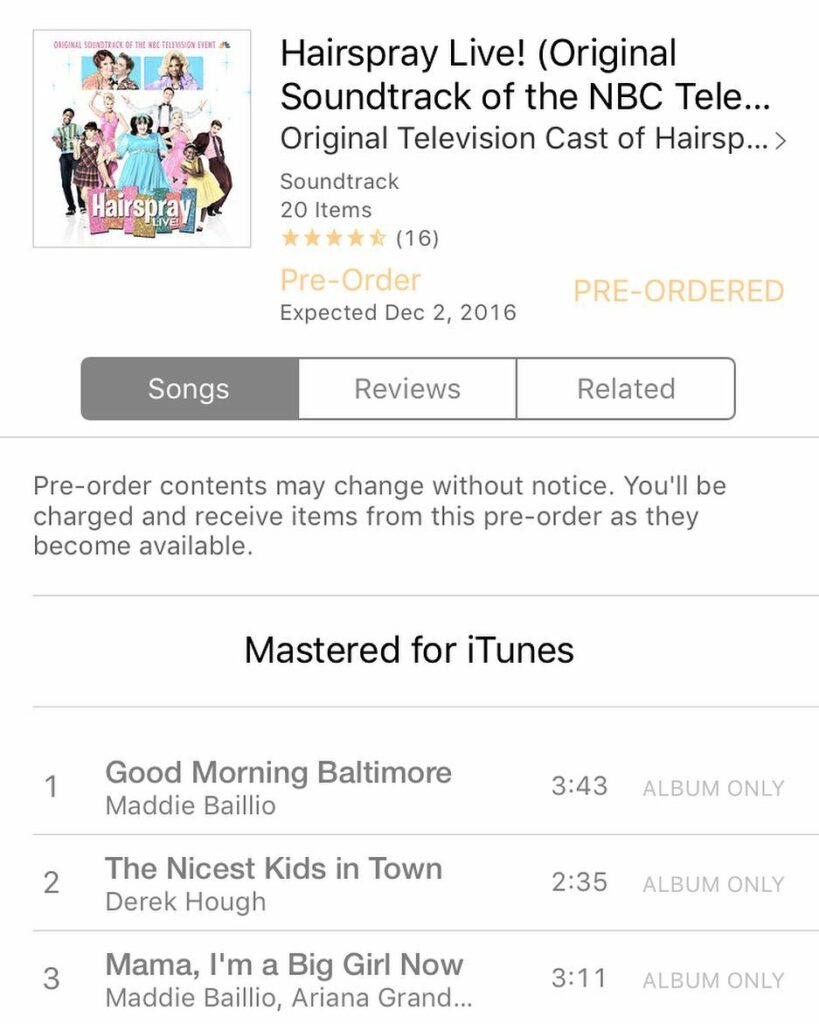 tonight #hairspraylivesoundtrack ♡ !!!!!...