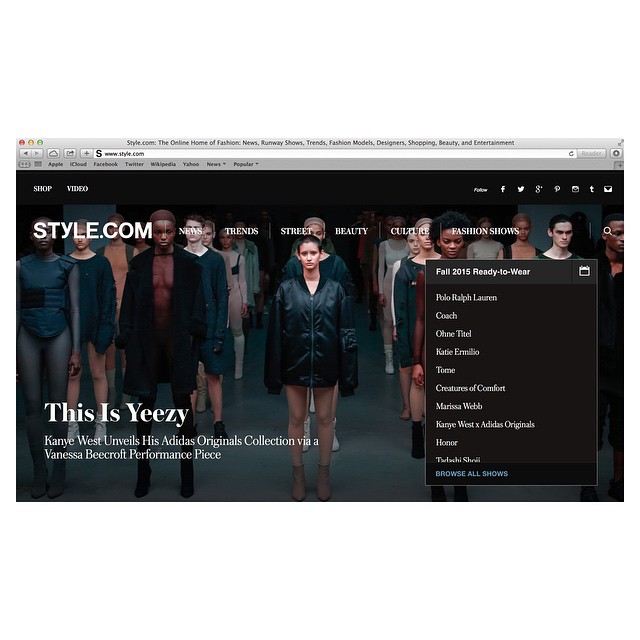 Front page of style.com!!!!!! #Yeezy #Adidas #YeezyDoesIt!!!!!...