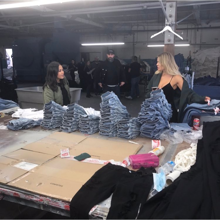 Emma, Nico and I in our Good American factory denim on denim on denim...