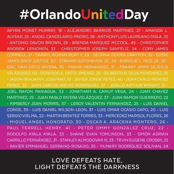 thinking of those who lost their lives 1 year ago today. never forget  #orlandou...