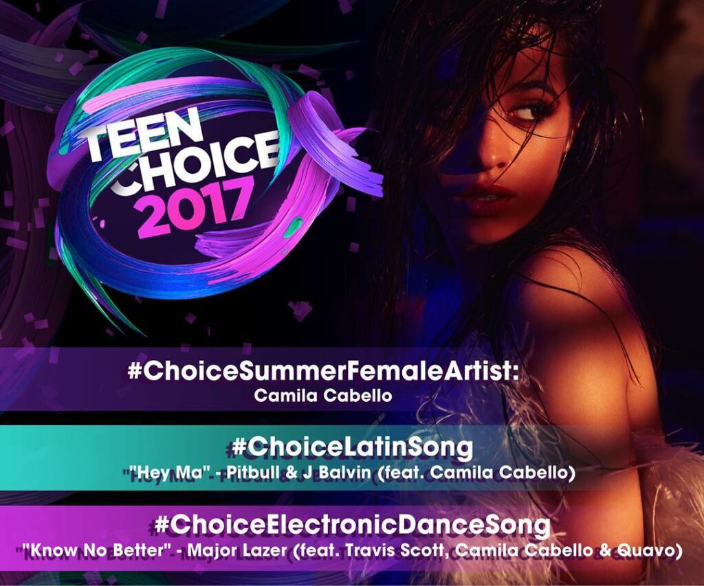 WOOOP thank u @teenchoicefox!! tweet @camila_cabello #choicesummerfemaleartist t...