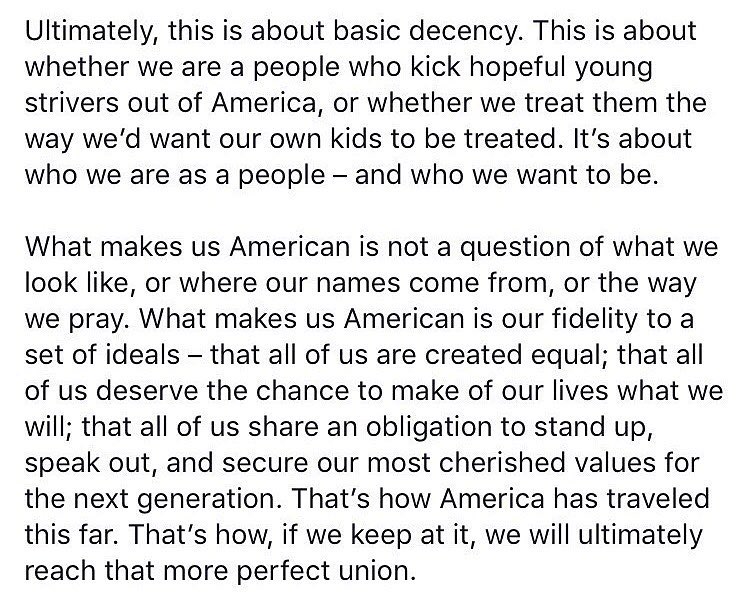 "Ultimately, this is about basic decency.” @barackobama I stand with the Dreamer...