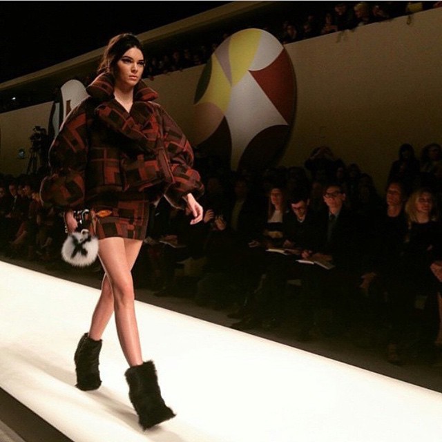 @kendalljenner for Fendi. #MFW #KarlLagerfeld...