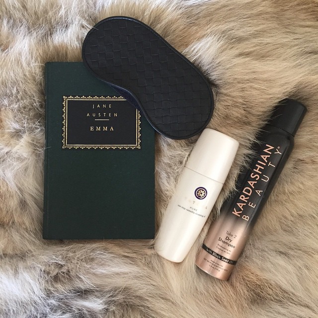 Goodnight. My favorite face wash oil, sleep mask, a book, blanket and some dry s...