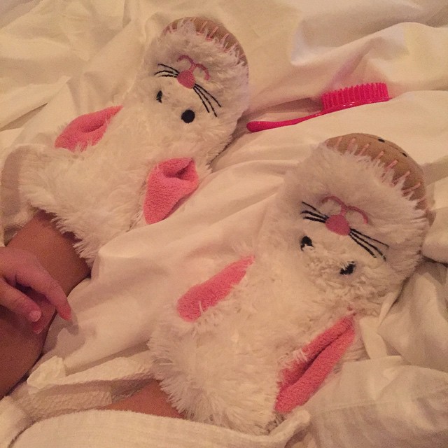Perfect Saturday night steeze. #slippers #inbed #bestfriends...