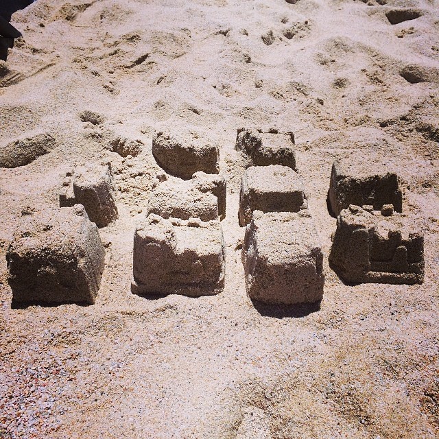 Our little sand kingdom. Tinkerbell is asleep inside one castle and she is very ...