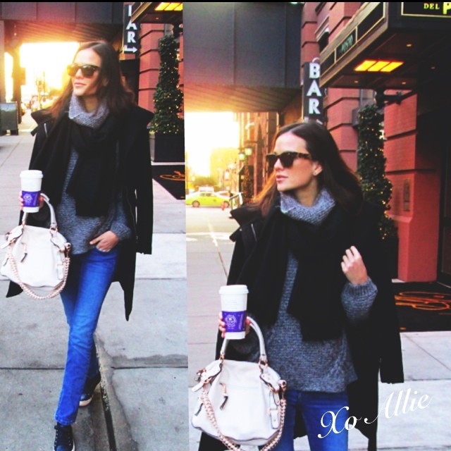 In her @kardashiankollection bag! My model moment friend @allierizzo! #fancyfrug...