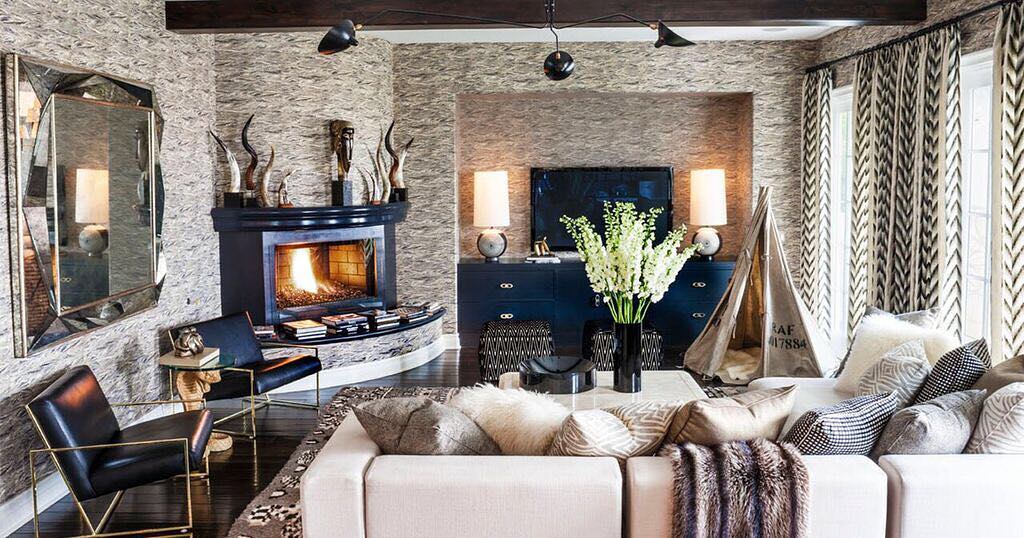 My family room at my old house was all about layering texture and print. Shop th...
