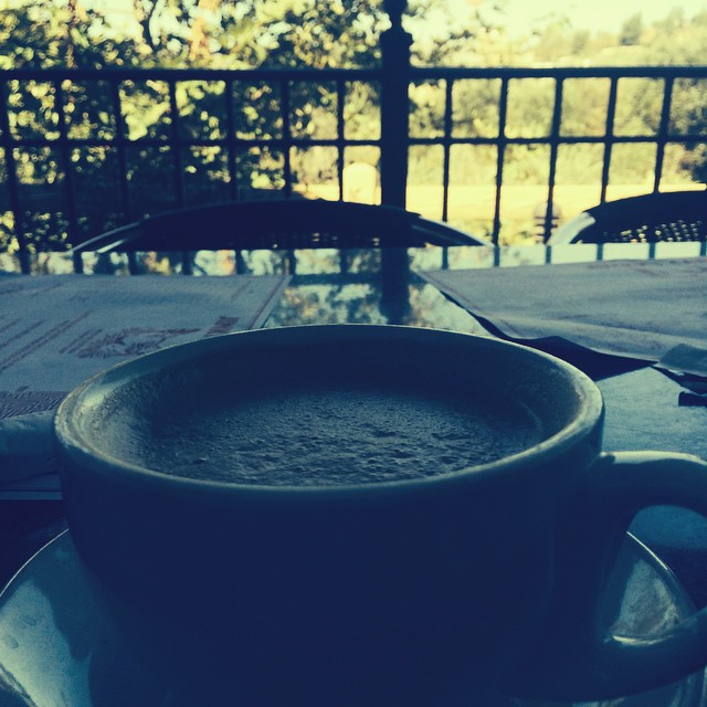 Chai latte with a view. Happy Sunday!...