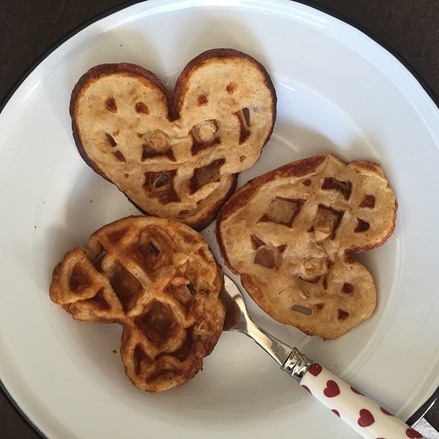 Doughy heart shaped waffles...yum! ...