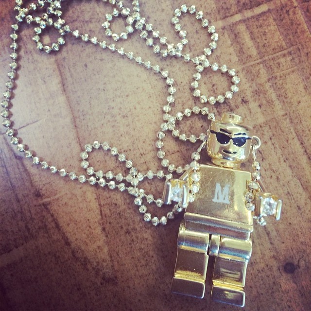 Gold Lego guy on a chain. Thanks  @letthelordbewithyou for  keeping us grounded....