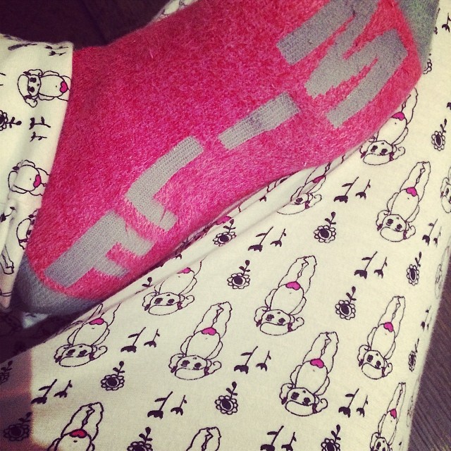Pajama kind of day in my @morgan_lane pajamas and my @arthurgeorgesocks MILF soc...