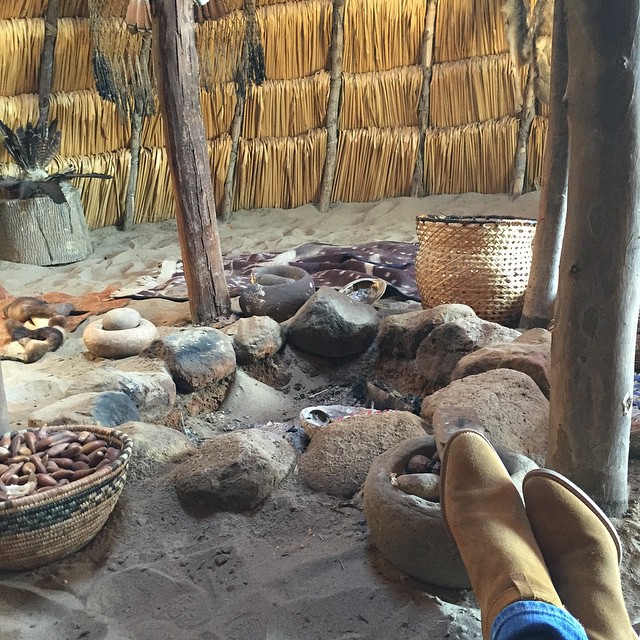 Sitting inside of a Chumash house called an 'ap. #WishtoyoChumashVillage #Malibu...