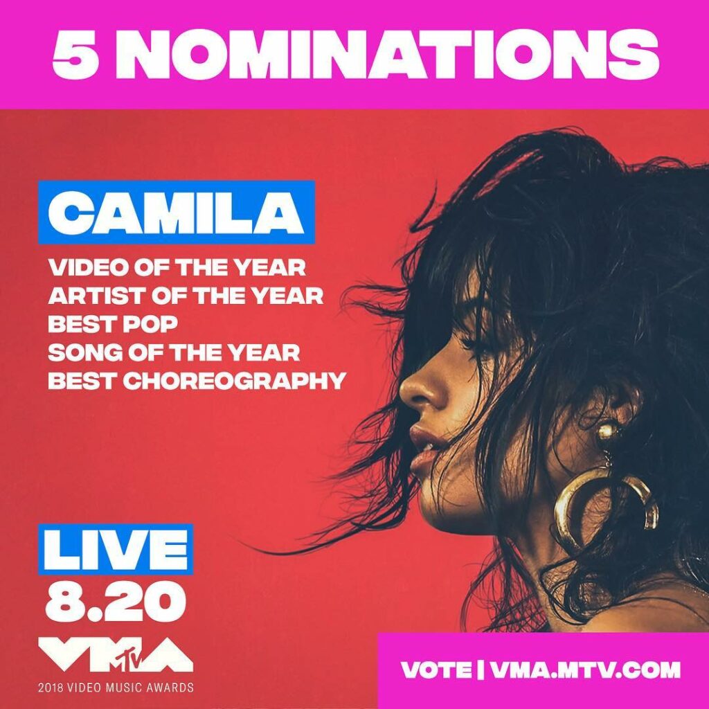 WHOAH. thank you so much @mtv for my 5 VMA nominations  ...