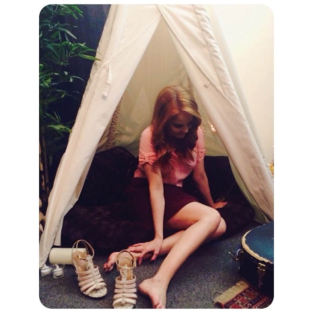 ON A FIVE -- heels off, music on, in my tipi....