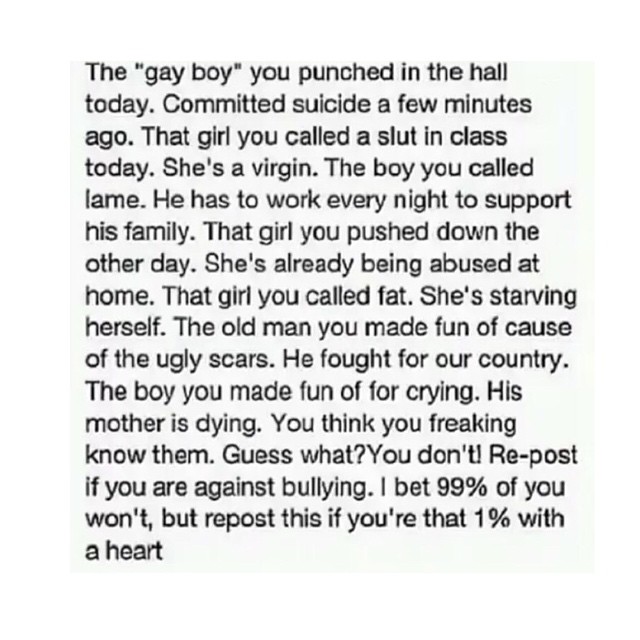 You think you know but sometimes you just don't #IHateBullying #MeanCommentsIsBu...