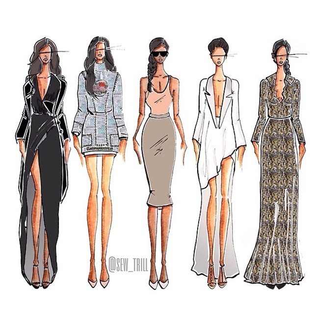 Love these fashion sketches of my Paris looks @sew_trill...