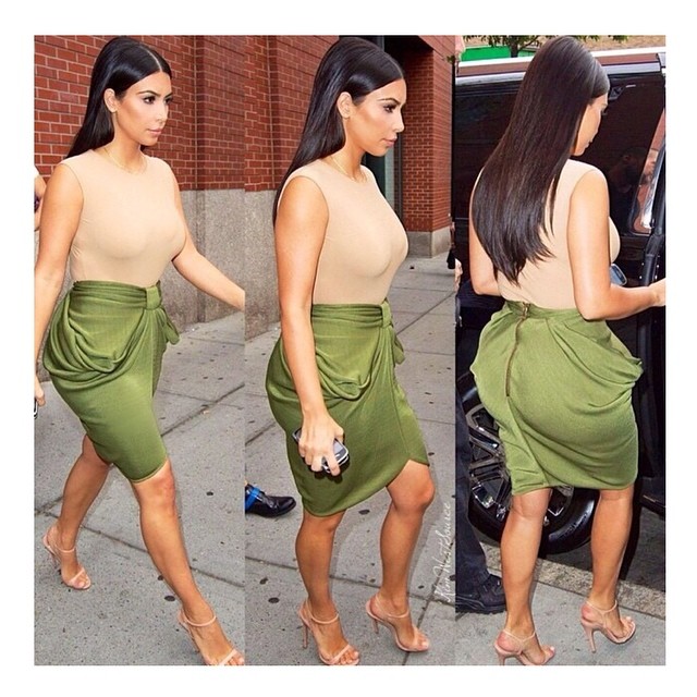 Today's look- Balmain skirt, Margiela skirt, Prada heels. Sleek center part hair...