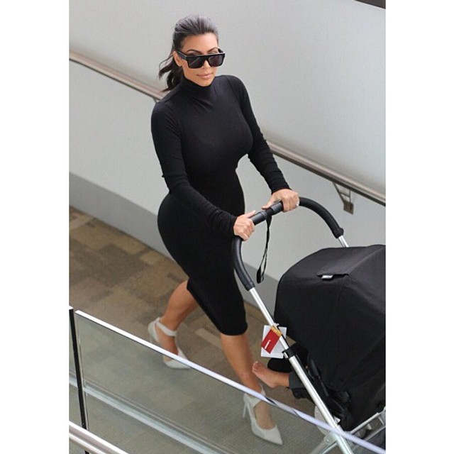 Mommy Swag- Rick Owens dress, Balenciaga heels, Céline sunnies...