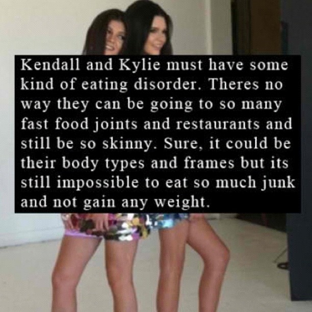 What?! HAHAHAHAHAHHA @kendallnjenner and I do not have eating disorders. It's ca...