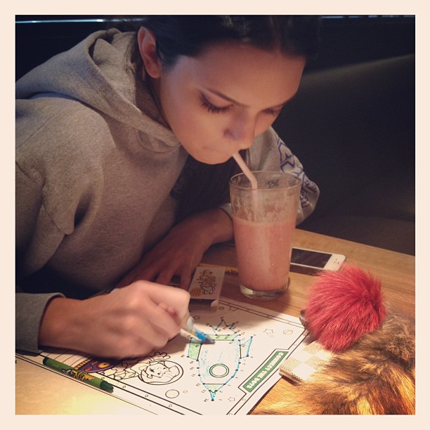 Lil Kenya sippin her frozen lemonade and coloring! You're doing great ken!...