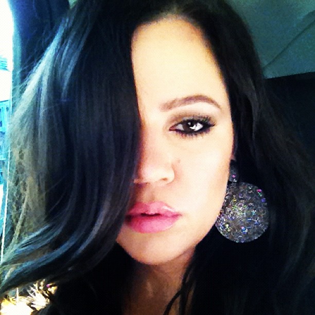 Satellite media tour time! Kardashian Kollection dress and Loren Jewels. #LetsDo...