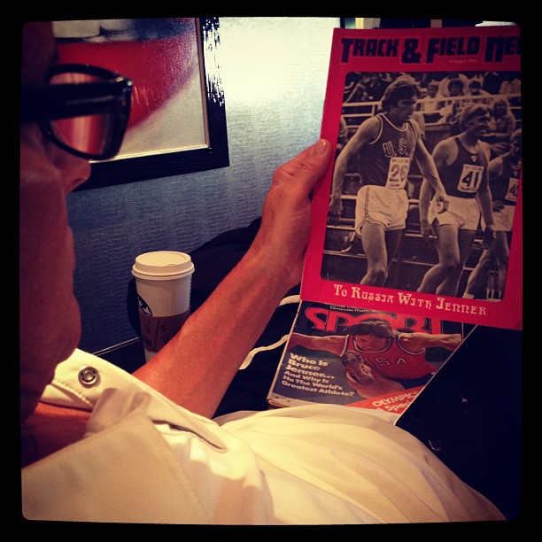 Hanging out with my dad! How cute is he showing me all these old magazines!!!...
