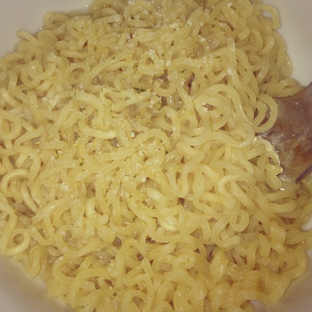 Late night Top Ramen noodles with Lawry's garlic salt #yumm...