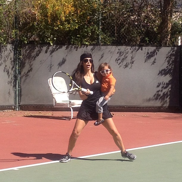 Mason wanted to play tennis too!...