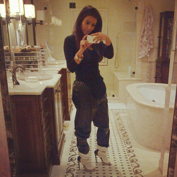 Fresh airport look...Celine leather sweat pants, Helmut Lang t shirt, Kanye West...