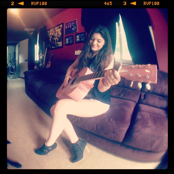 Getting a Guitar lesson from @sprandoni on his pink guitar ...