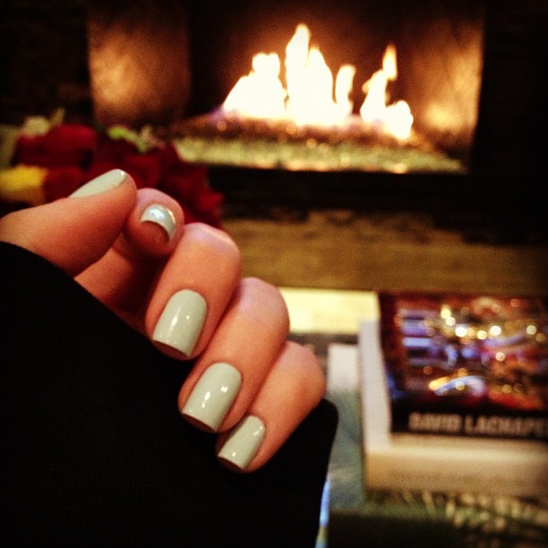 Minty green nails....