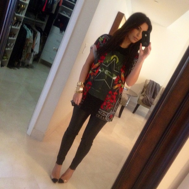 Today's outfit #Givenchyshirt #kardashiankollectionleggings #GoldRolex #loubouti...