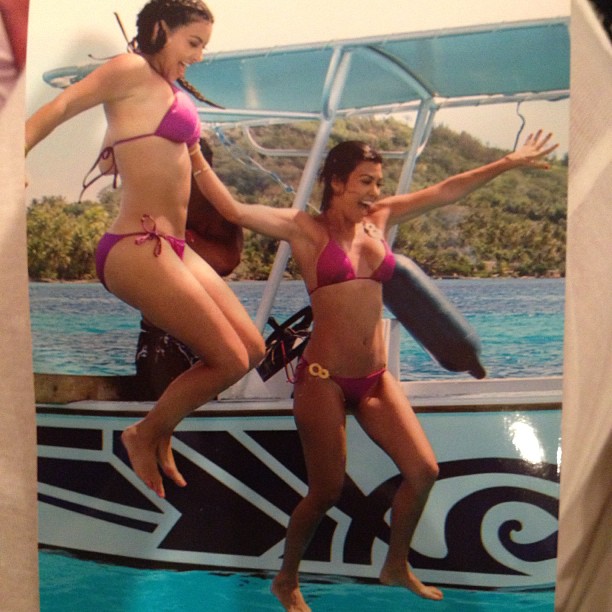 Flashback Friday - @kourtneykardash & I jumping off s boat in Bora Bora...