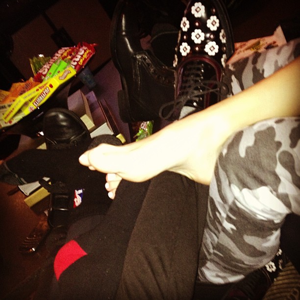 Playing footsie...