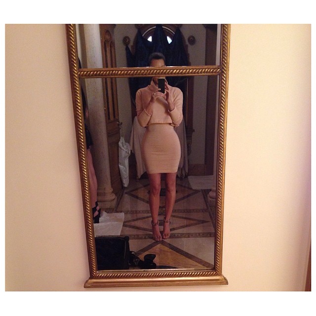 Today's Look- #KardashianKollectionCroppedTurtleneck #VintageAlaiaDress #AlaiaHe...