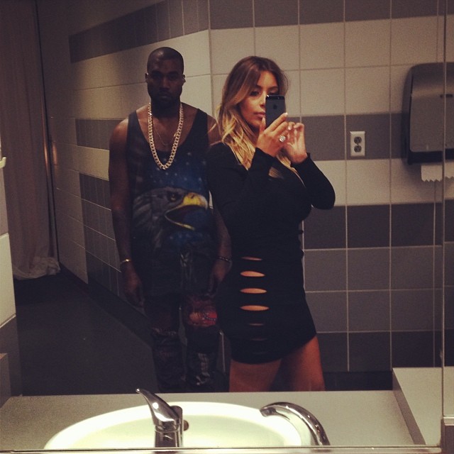 Bathroom selfie right before Yeezus hits the stage...