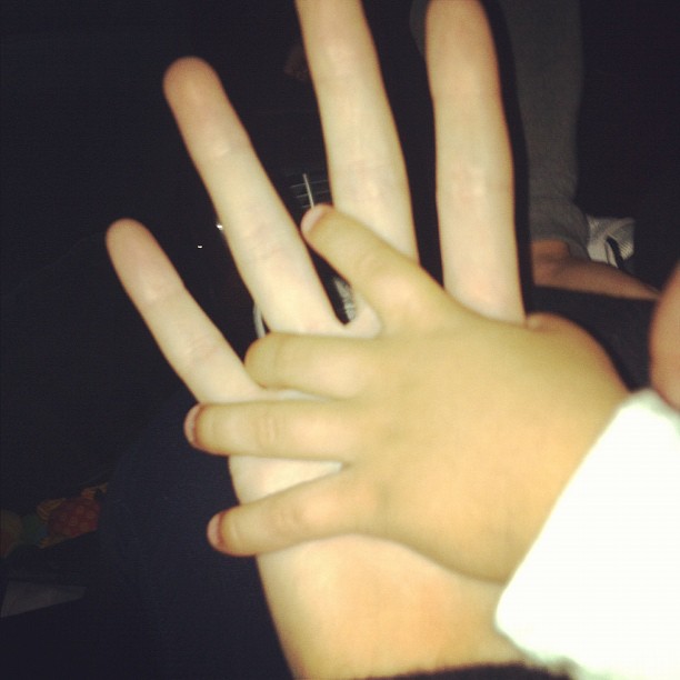 Mason likes to hold my hand in the car :) ...