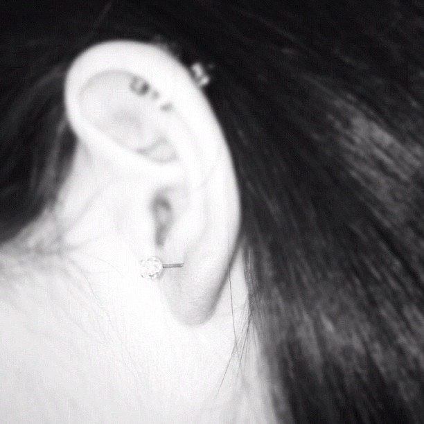 Don't mess with your earring during class...it will get stuck ...