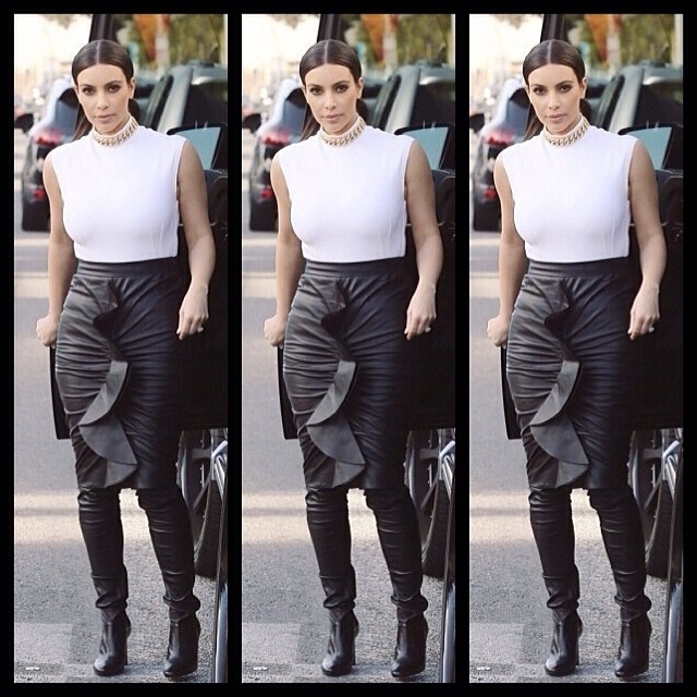 Today's Look- #GivenchySkirt #LanvinTop #TamaraMellonLeggingsBoots #JaconChain...
